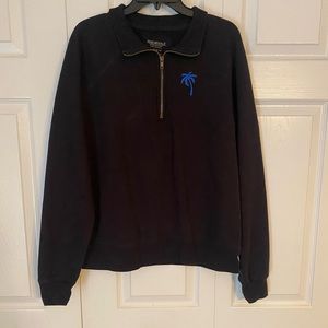 Margaritaville Sweater Unisex Black Quarter Zip Pullover Sweatshirt Palm Tree M